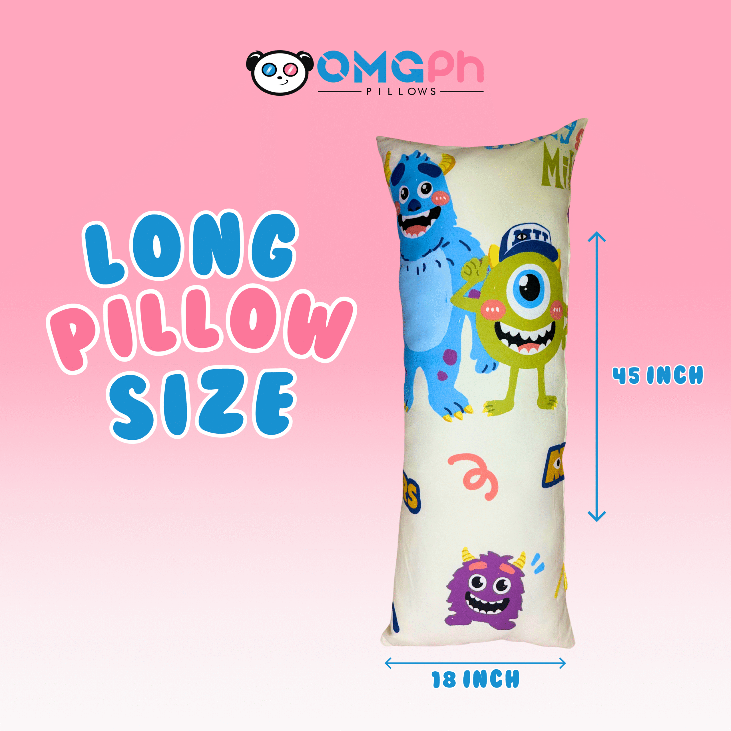 OMGPh Kids Printed Long Pillow – Comfortable Pillow for Girls & Boys OMGPh Kids Printed Design Long Pillow – Soft Pillow for Girls and Boys