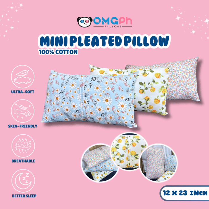 OMGPh Authentic Mini Pleated Cotton Pillow 13"x23" – Soft Comfortable Pillow