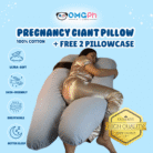 OMGPh giant maternity and pregnancy pillow set with FREE 2 pillowcase for full body comfort and support