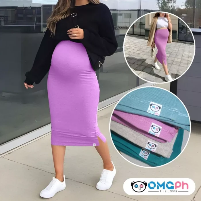OMGPh Maternity Knit Skirt – Stretchy Ribbed Skirt for Pregnant Women OMGPh Maternity Knit Skirt – Stretchy Ribbed Skirt for Pregnant Women Sizes S-M-L