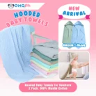 OMGPh 100% Muslin Cotton Baby Hooded Bath Towel – Soft, Absorbent, Gentle on Baby Skin