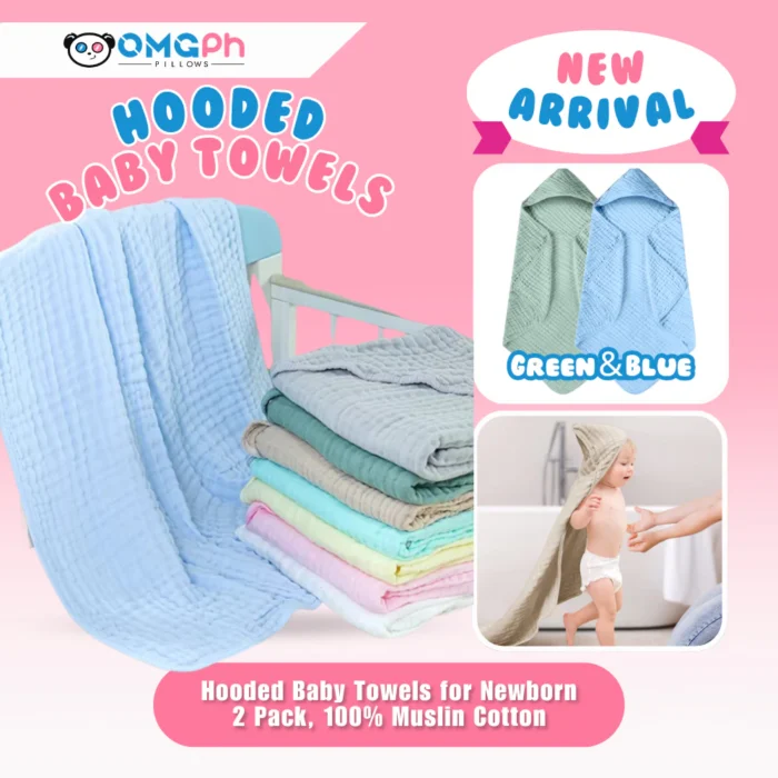 OMGPh 100% Muslin Cotton Baby Hooded Bath Towel – Soft & Absorbent OMGPh 100% Muslin Cotton Baby Hooded Bath Towel – Soft, Absorbent, Gentle on Baby Skin