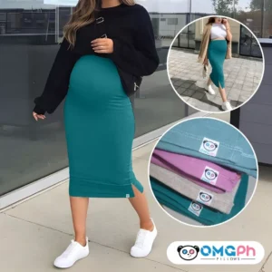 OMGPh Maternity Knit Skirt – Stretchy Ribbed Skirt for Pregnant Women OMGPh Maternity Knit Skirt – Stretchy Ribbed Skirt for Pregnant Women Sizes S-M-L