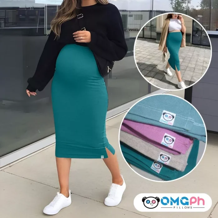 OMGPh Maternity Knit Skirt – Stretchy Ribbed Skirt for Pregnant Women OMGPh Maternity Knit Skirt – Stretchy Ribbed Skirt for Pregnant Women Sizes S-M-L