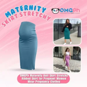 OMGPh Maternity Knit Skirt – Stretchy Ribbed Skirt for Pregnant Women Sizes S-M-L