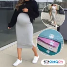 OMGPh Maternity Knit Skirt – Stretchy Ribbed Skirt for Pregnant Women Sizes S-M-L