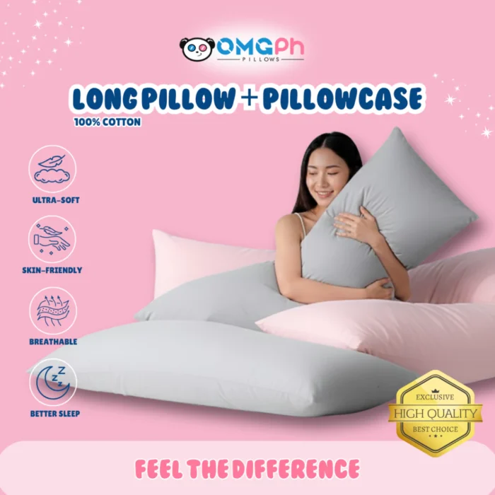 OMGPh Soft Body Pillow 18"x45" – Comfortable Long Sleeping Pillow + Free Punda OMGPh Soft Body Pillow 18"x45" – Long Sleeping Pillow with Comfortable Support and Free Punda