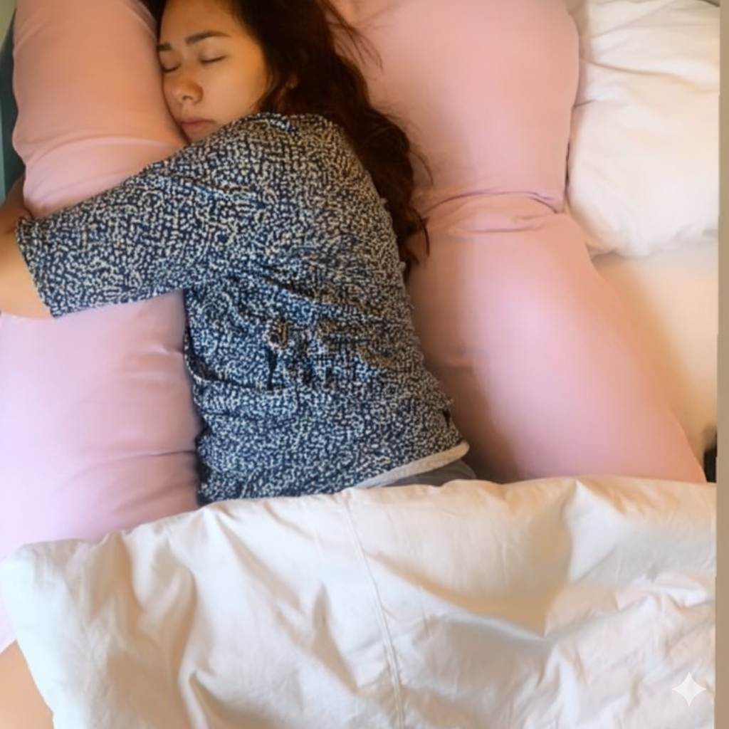 Danica Sotto featured with OMGPH pregnancy pillow offering comfort and full body support